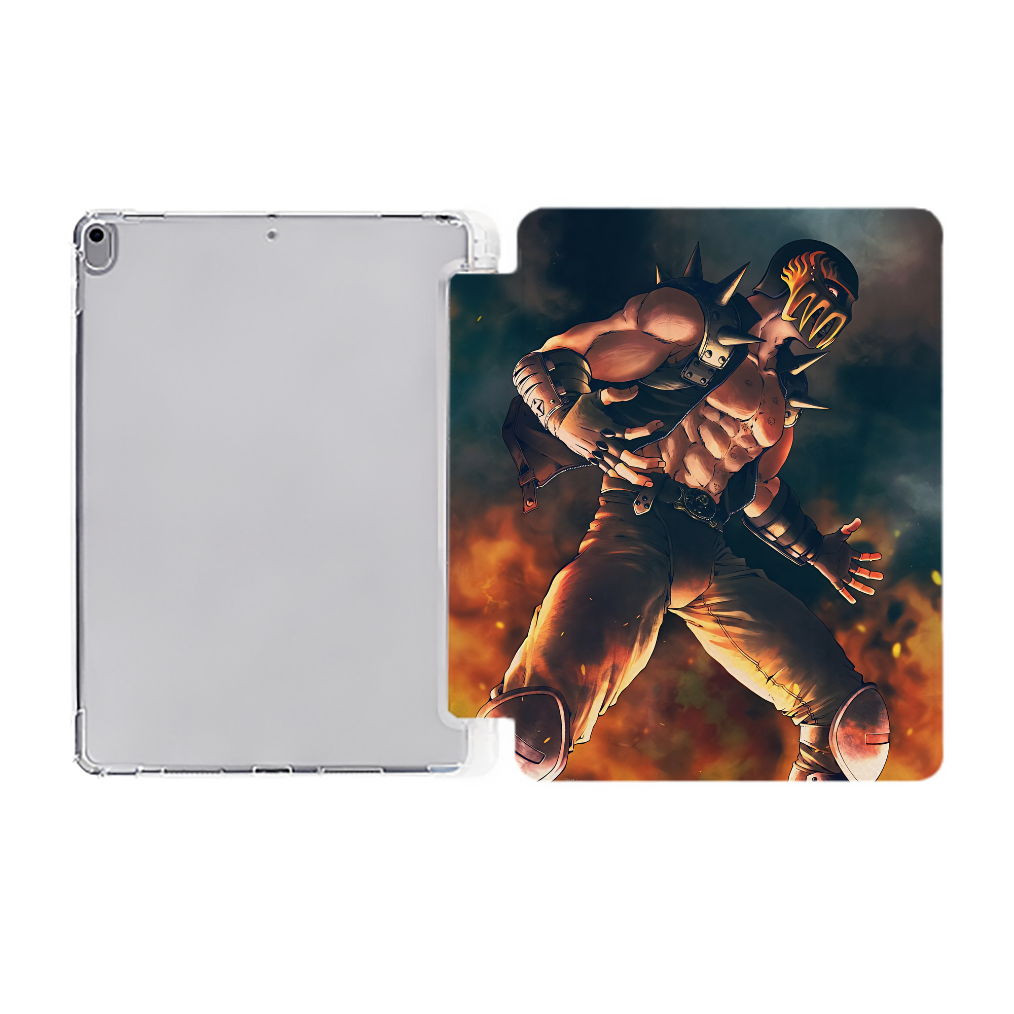 （画像用） 北斗の拳 Fist of the North Star IPad ケース ペン収納付き 三つ折りスタンド PUレザー×シリコン 対応機種9.5/10.5/10.9インチ